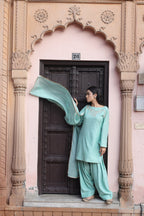 Firoza Boat Neck Kurta And Farsi Salwar Set