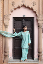 Firoza Boat Neck Kurta And Farsi Salwar Set