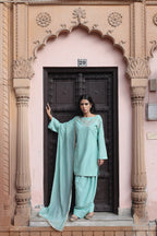Firoza Boat Neck Kurta And Farsi Salwar Set
