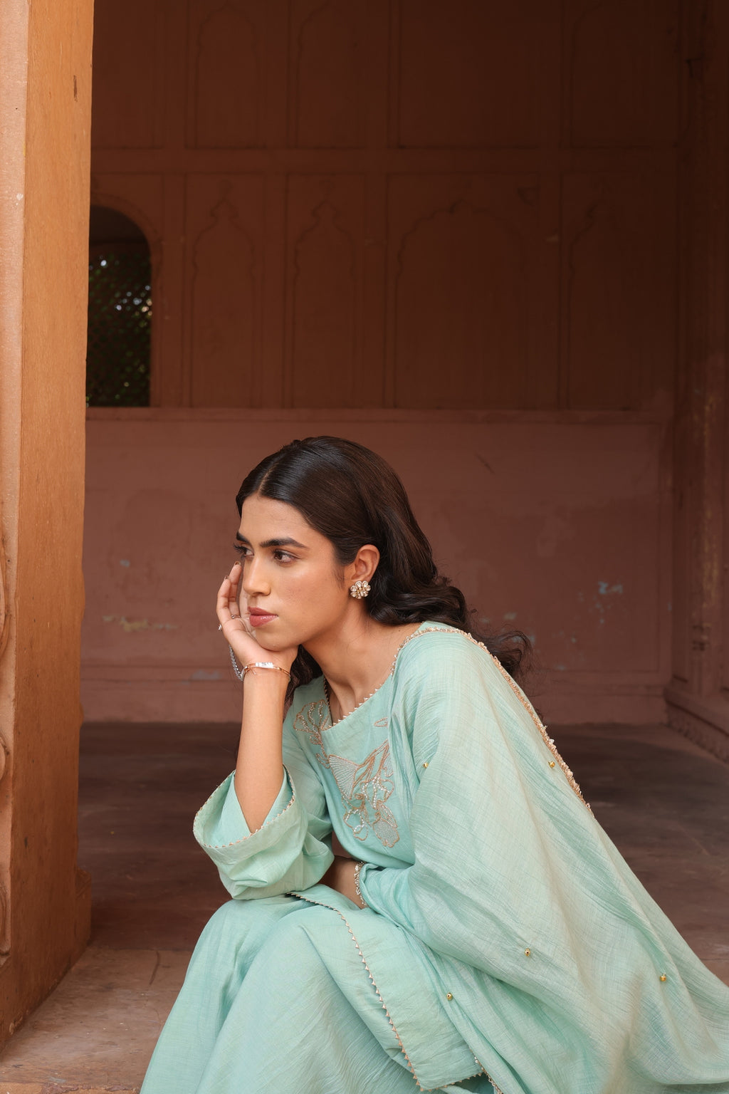 Firoza Boat Neck Kurta And Farsi Salwar Set