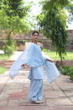 Fiza Boat Neck Kurta And Farsi Salwar Set