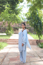 Fiza Boat Neck Kurta And Farsi Salwar Set