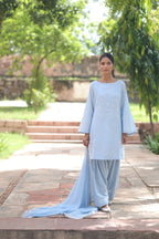 Fiza Boat Neck Kurta And Farsi Salwar Set