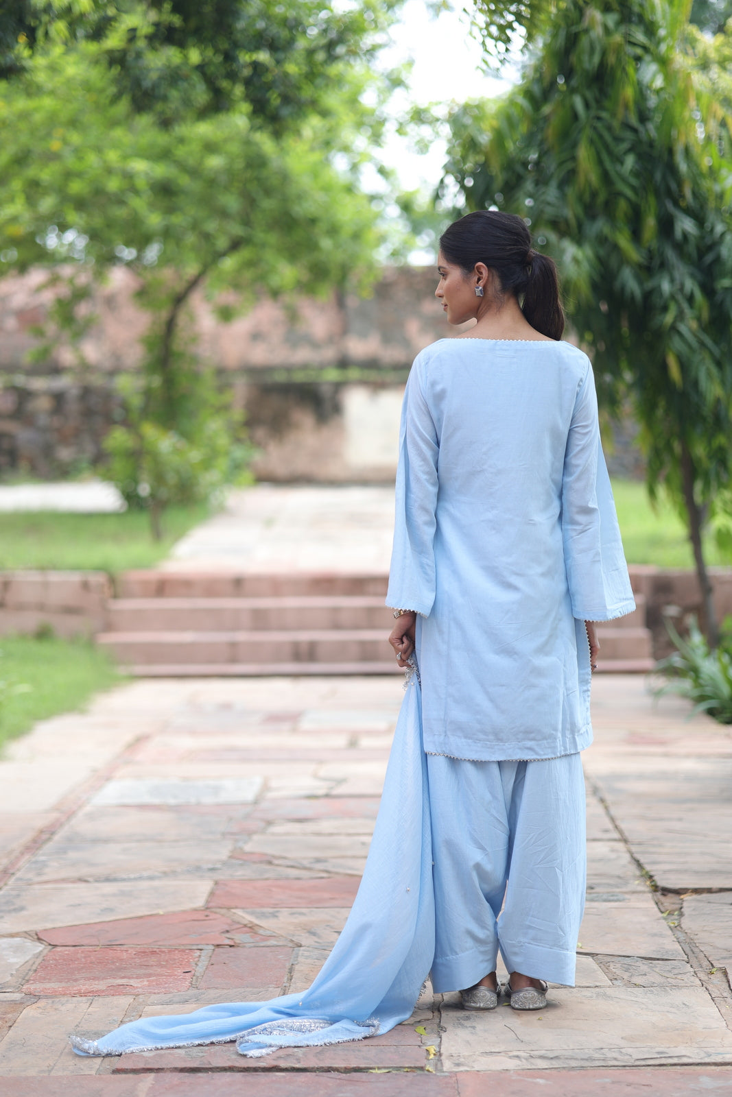Fiza Boat Neck Kurta And Farsi Salwar Set