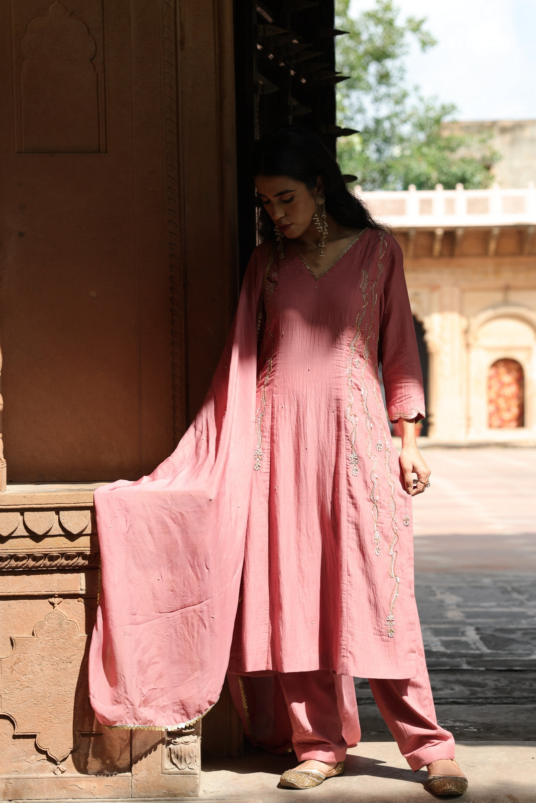 Shafaq Princess Panneled Staright Kurta Trouser Set