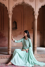 Mehr Centre Pleated Kali Kurta With Dupatta