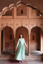 Mehr Centre Pleated Kali Kurta With Dupatta