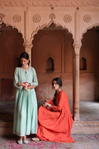 Mehr Centre Pleated Kali Kurta With Dupatta