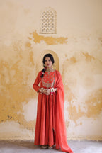 Gulnaar Centre Pleated Kali Kurta With Dupatta