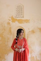 Gulnaar Centre Pleated Kali Kurta With Dupatta