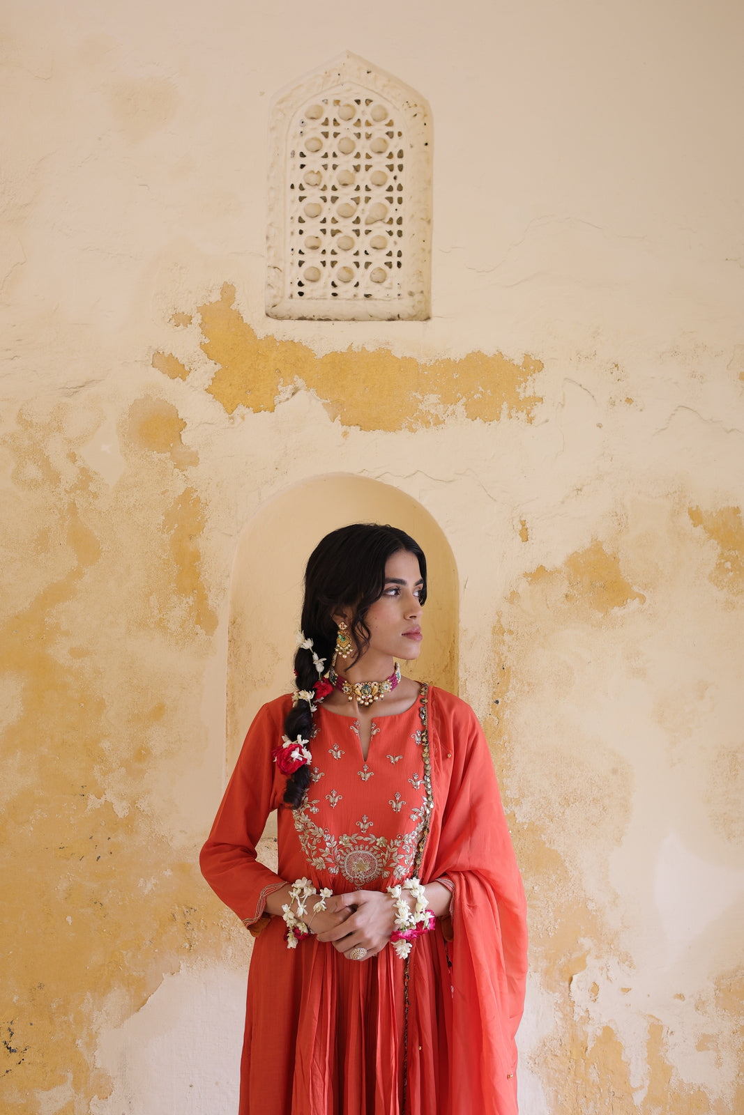 Gulnaar Centre Pleated Kali Kurta With Dupatta