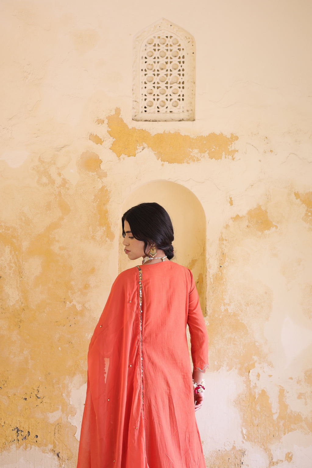 Gulnaar Centre Pleated Kali Kurta With Dupatta