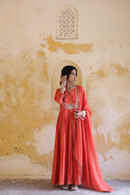 Gulnaar Centre Pleated Kali Kurta With Dupatta