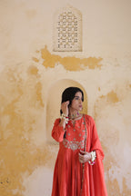 Gulnaar Centre Pleated Kali Kurta With Dupatta