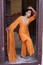 Kesar Glass Neck Kurta -bell Bottom Set