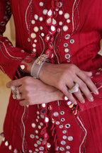 Surkh Princess Pleated Jacket With Kali Palazo