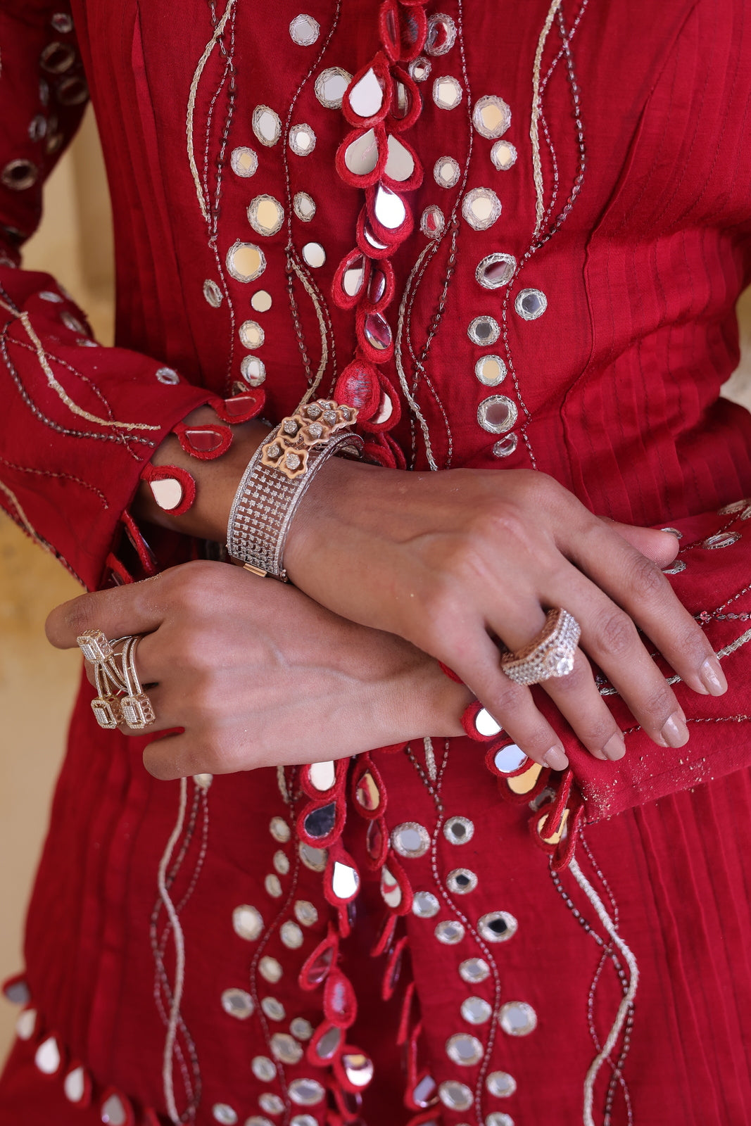 Surkh Princess Pleated Jacket With Kali Palazo