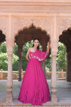 Ragini One Shoulder Drape Gown