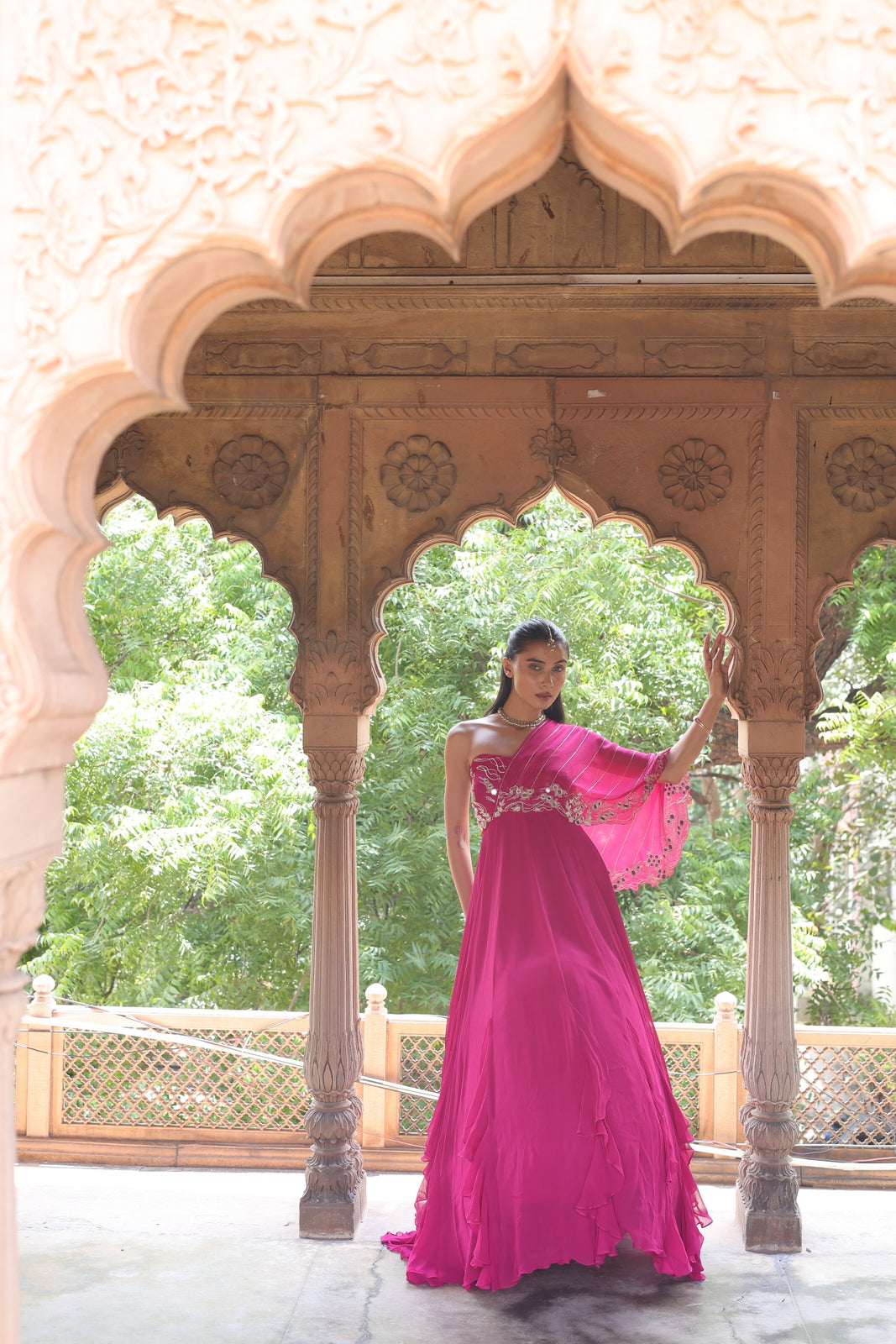 Ragini One Shoulder Drape Gown