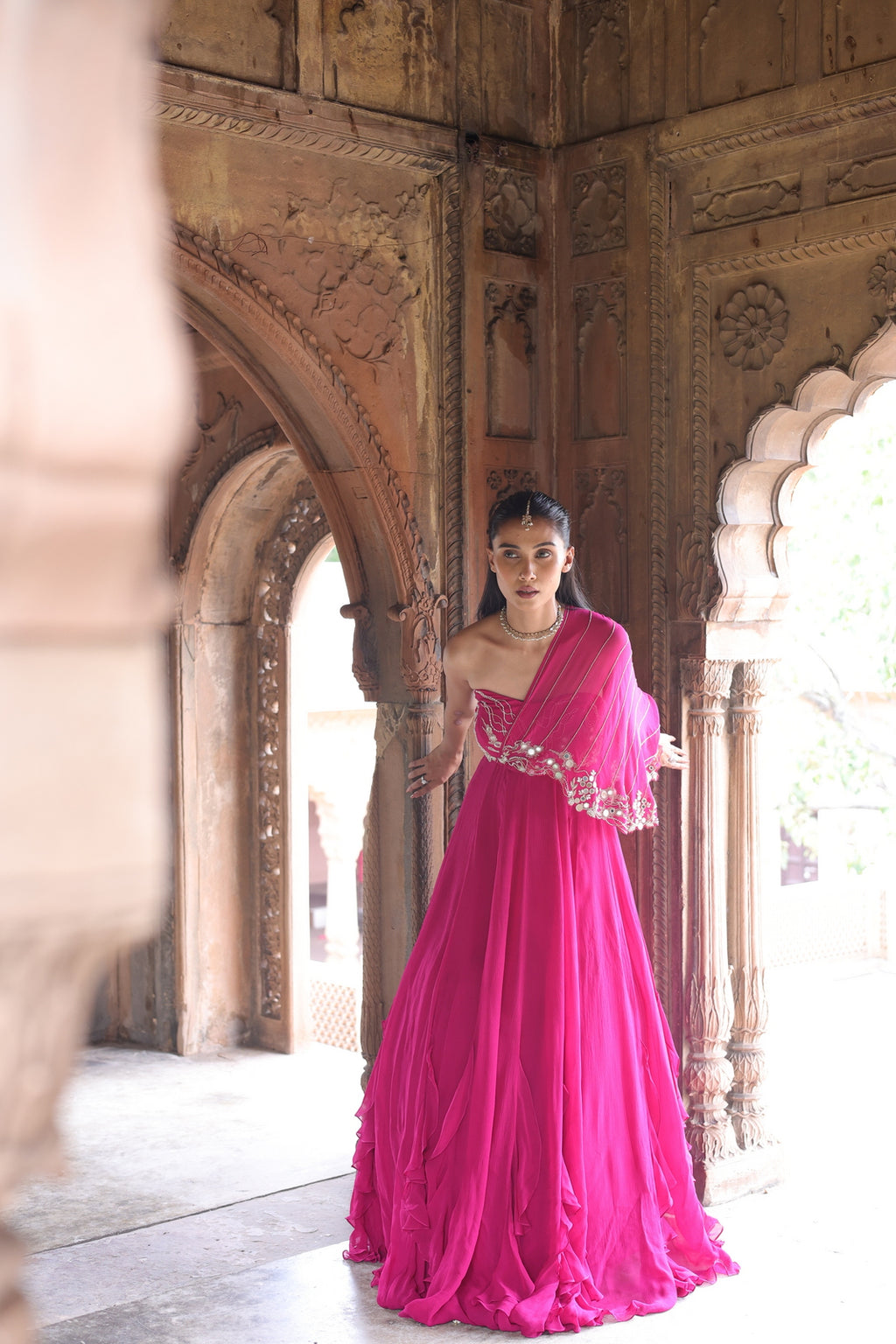 Ragini One Shoulder Drape Gown