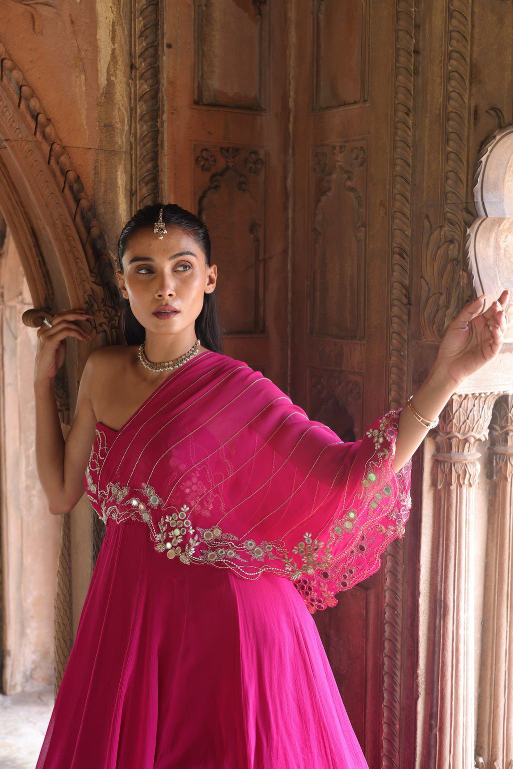 Ragini One Shoulder Drape Gown