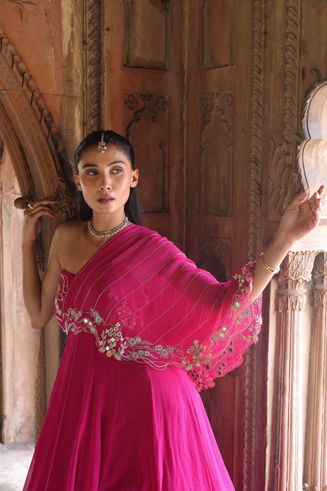 Ragini One Shoulder Drape Gown