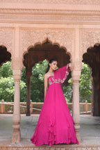 Ragini One Shoulder Drape Gown