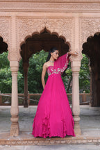 Ragini One Shoulder Drape Gown