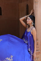 Noor Circular Pleated Skirt With Assymetrical Top