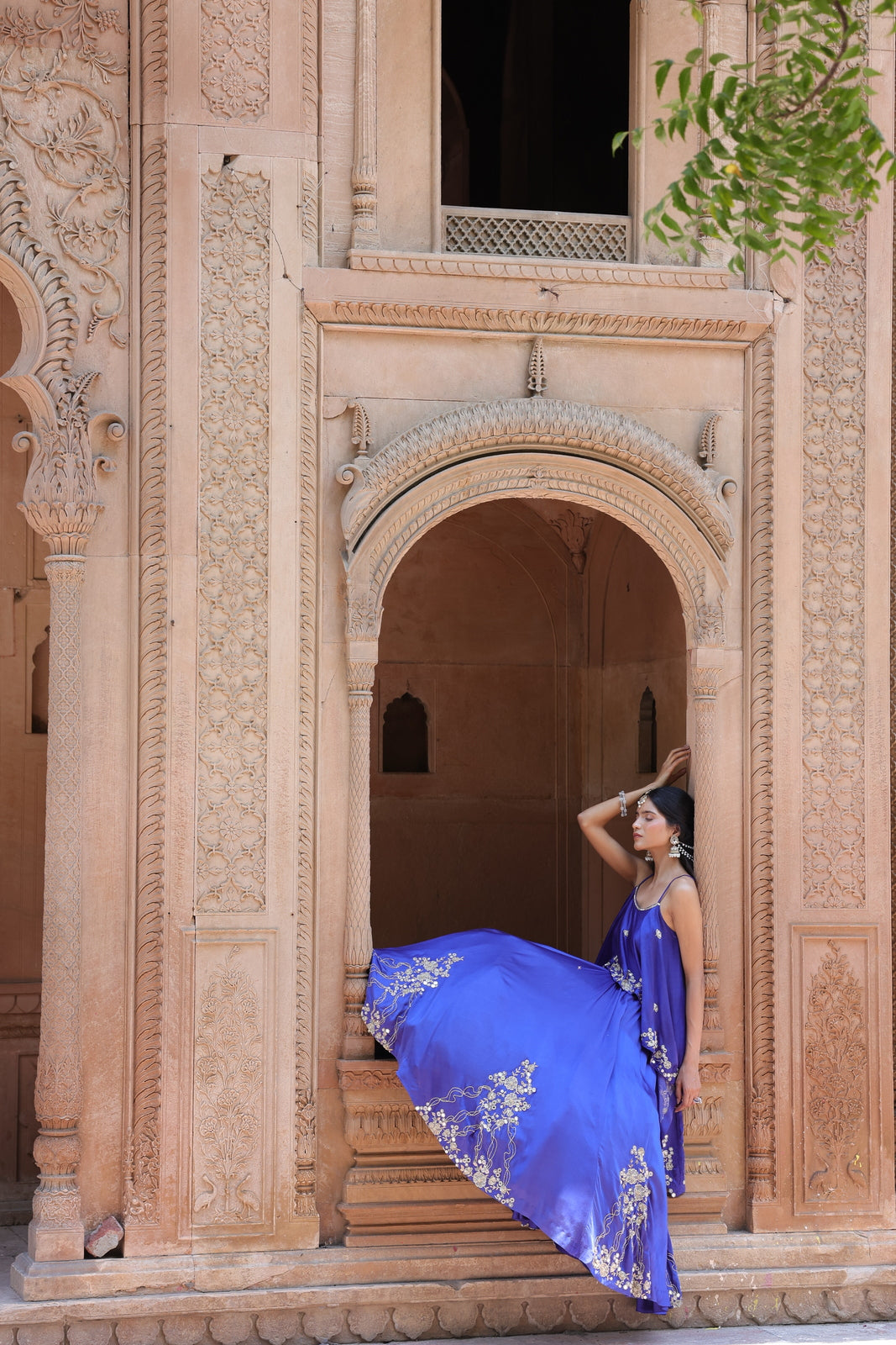 Noor Circular Pleated Skirt With Assymetrical Top