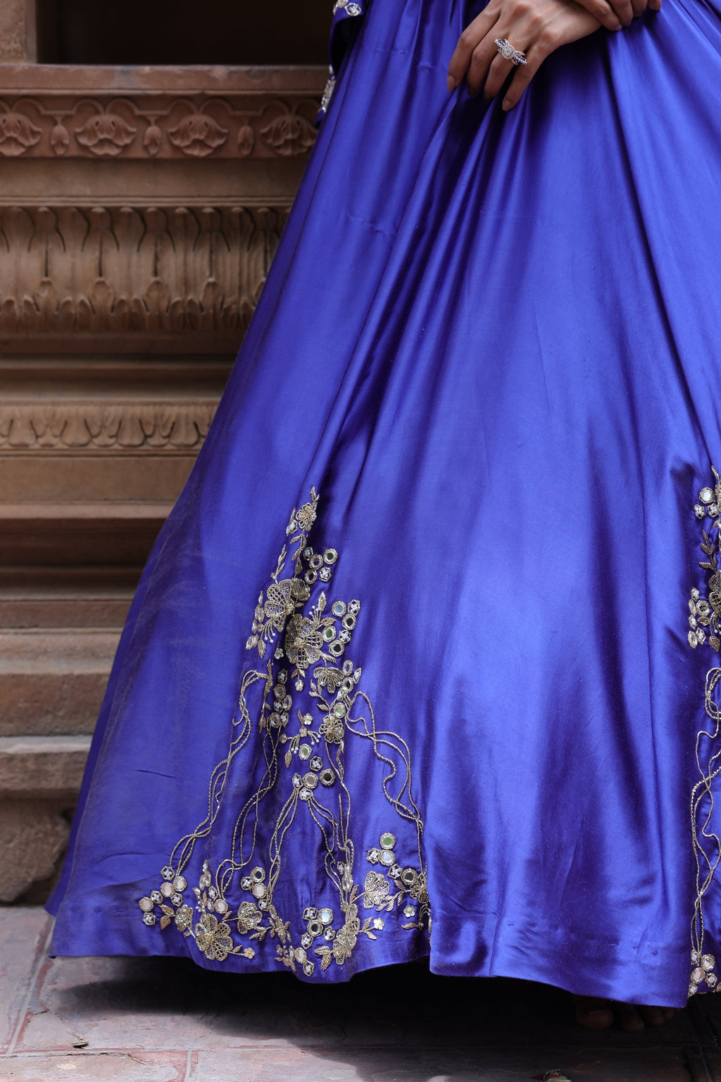 Noor Circular Pleated Skirt With Assymetrical Top