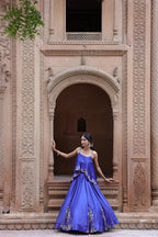 Noor Circular Pleated Skirt With Assymetrical Top