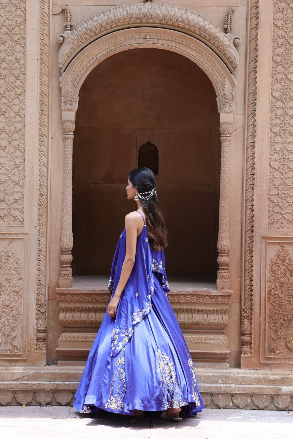 Noor Circular Pleated Skirt With Assymetrical Top