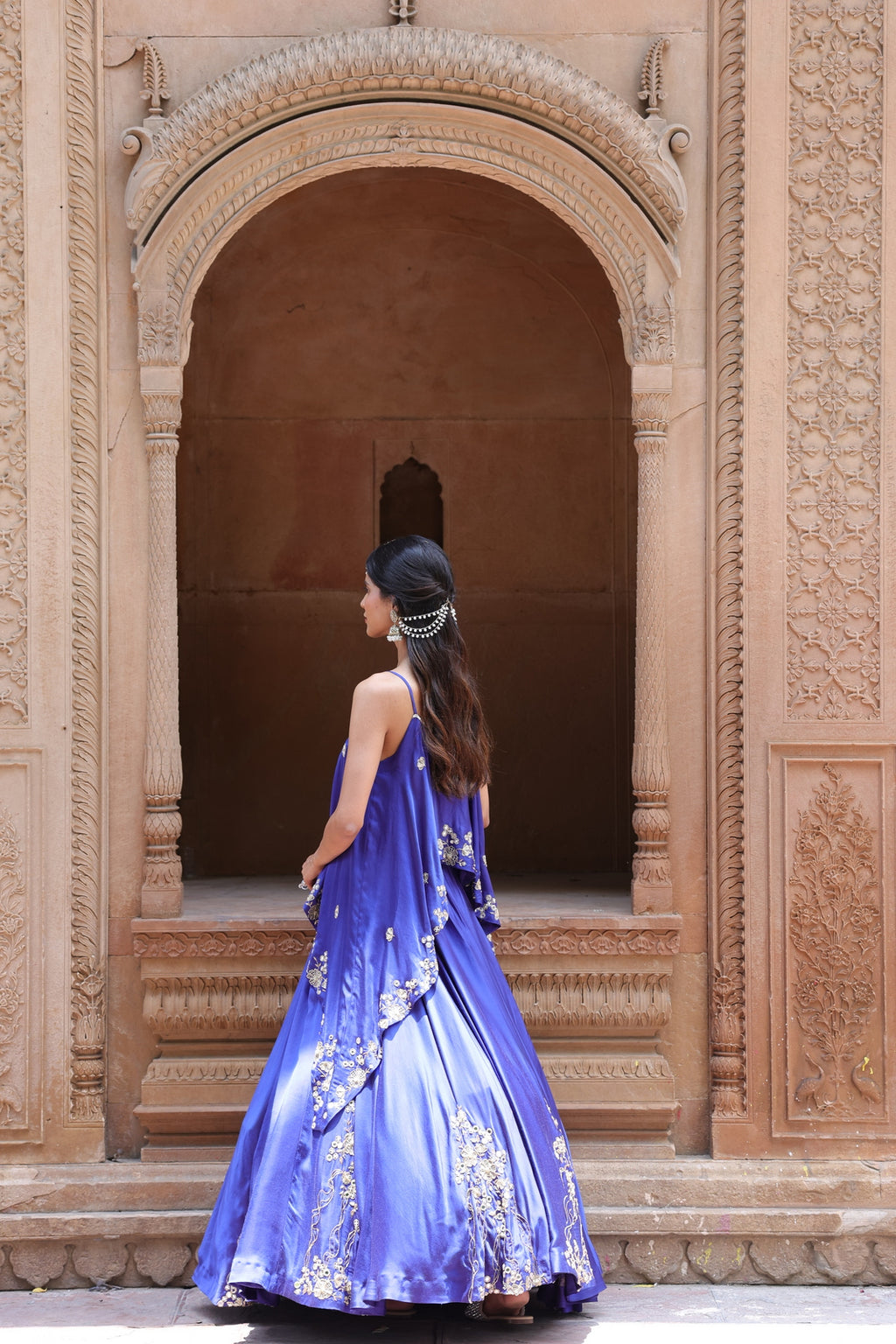 Noor Circular Pleated Skirt With Assymetrical Top