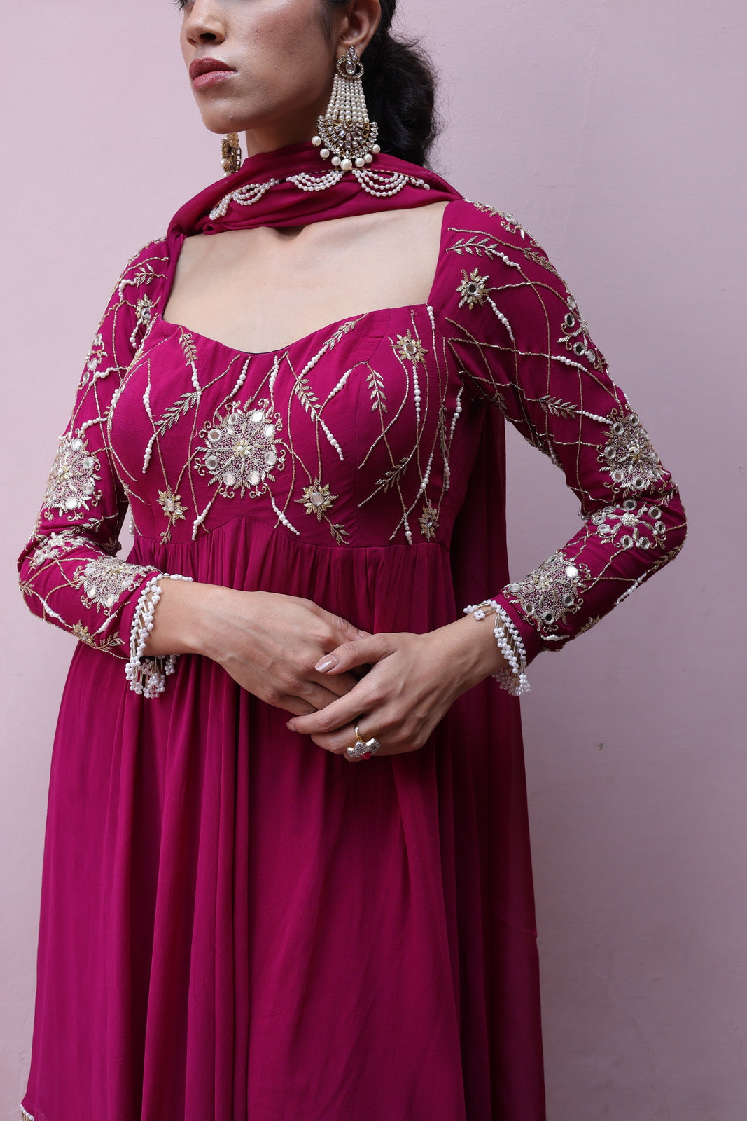 Gulaab Asymetrical Flared Kurta Palazo Set