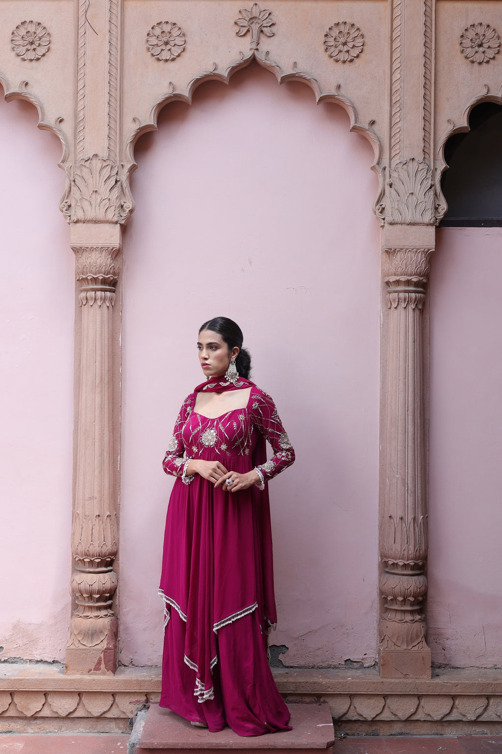 Gulaab Asymetrical Flared Kurta Palazo Set