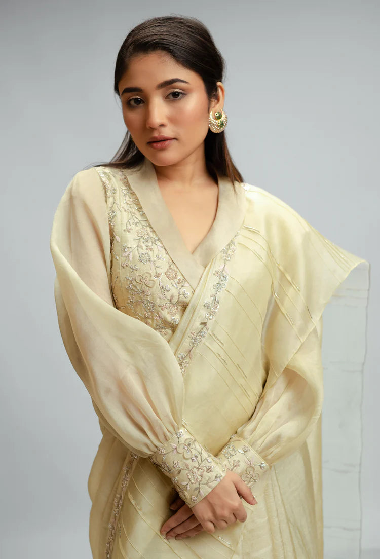 Marigold Tussar Silk Saree