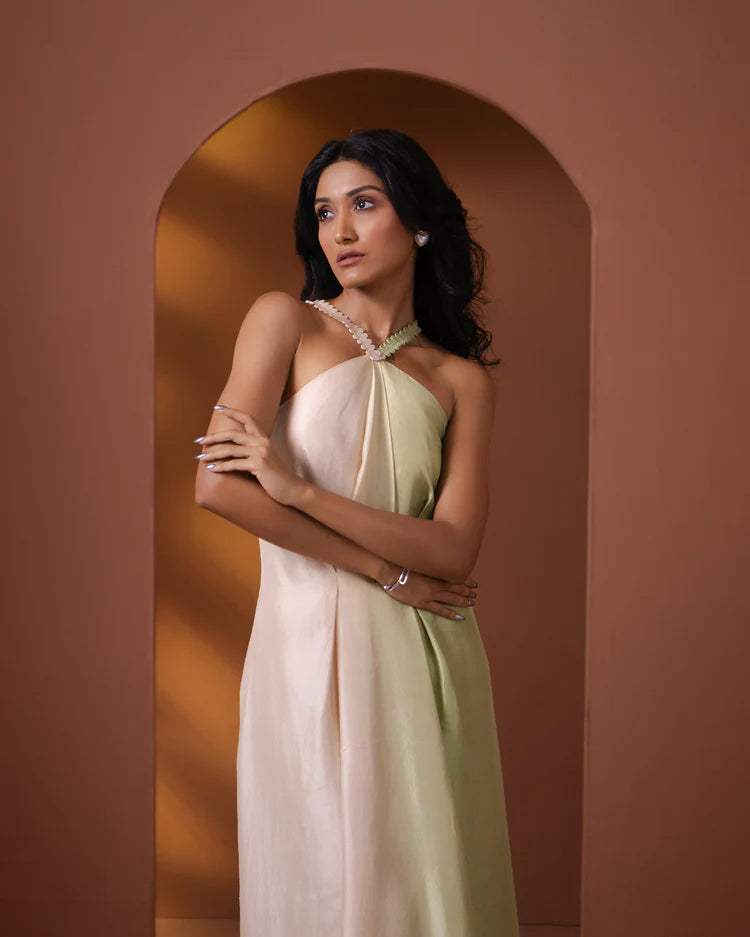 Green Amber Silk Dress