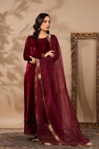 Elena Burgundy Velvet Suit