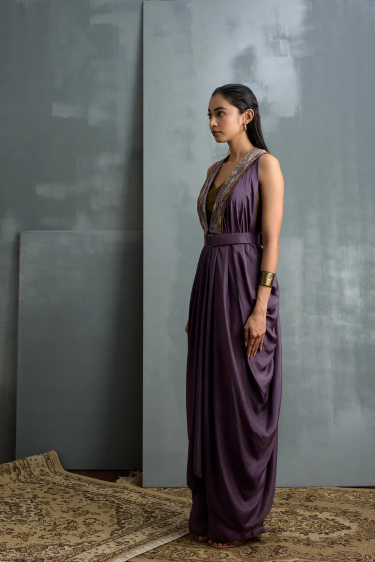 Venetian Silk Draped Jacket Set