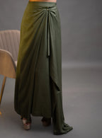 Olive Eclipse Draped Gown