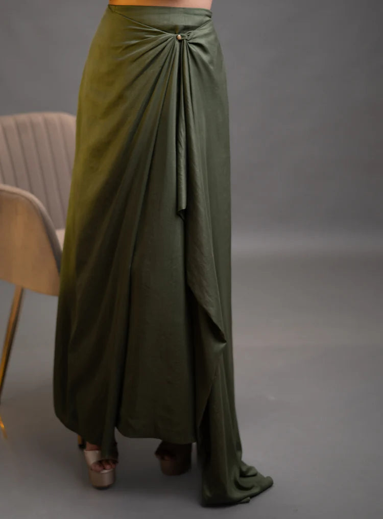 Olive Eclipse Draped Gown