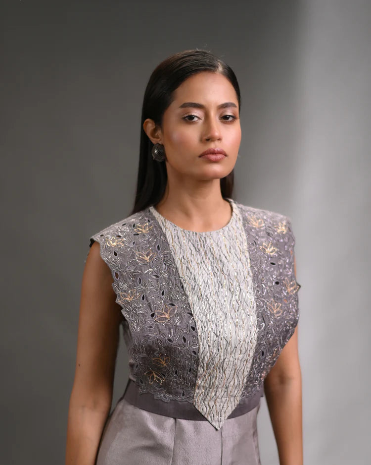 The Celestia Embellished Silk Jumpsuit