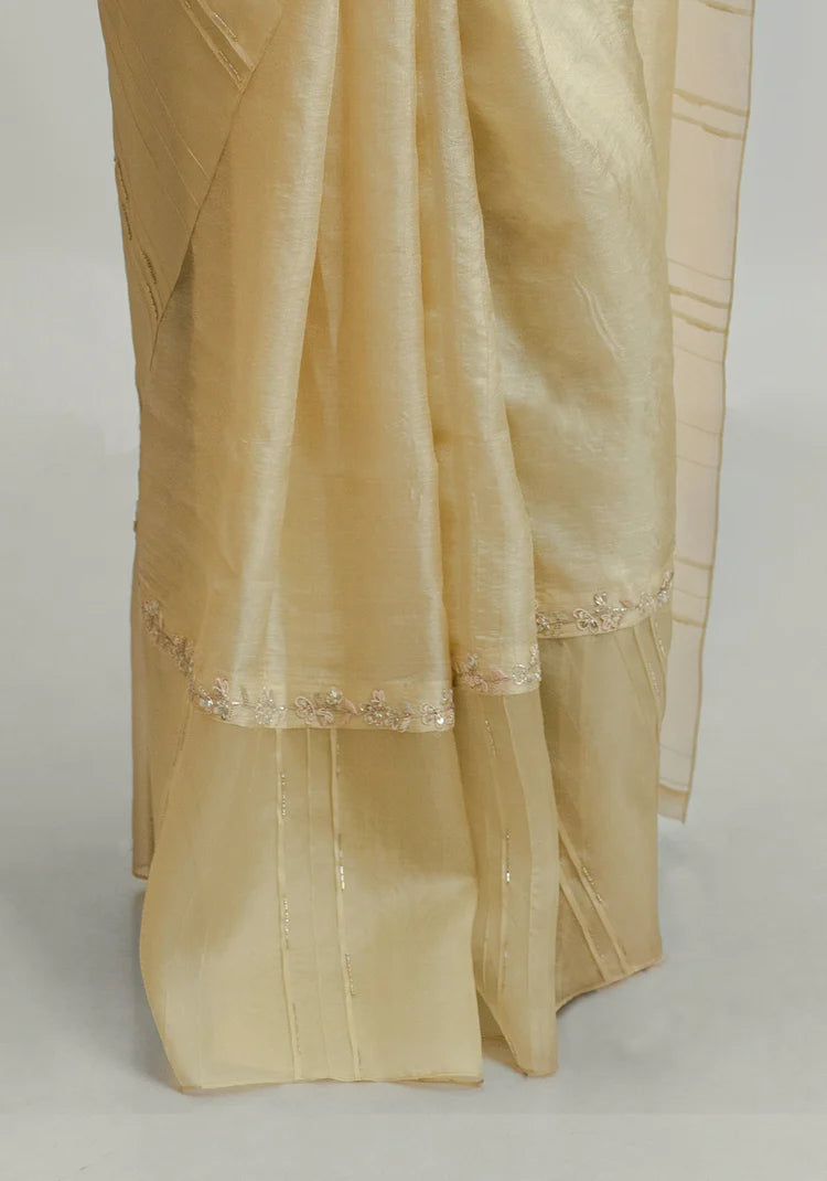 Marigold Tussar Silk Saree