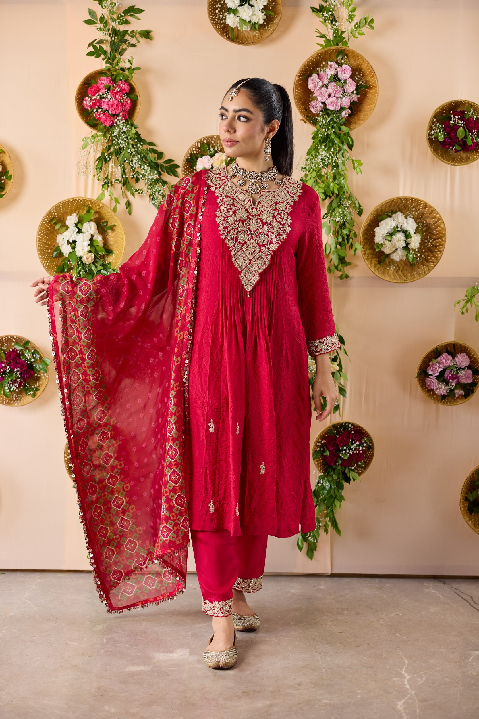 Hariyali Pintuck Set