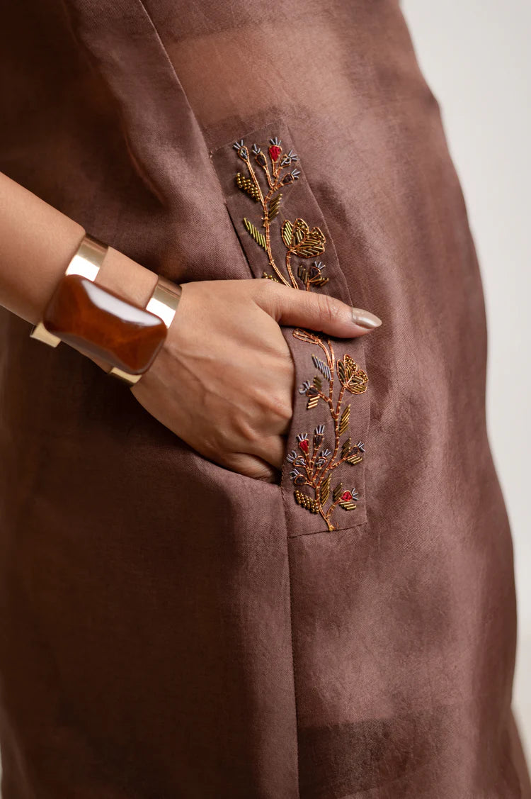 Earthbound Ombre Silk Saree With Jacket