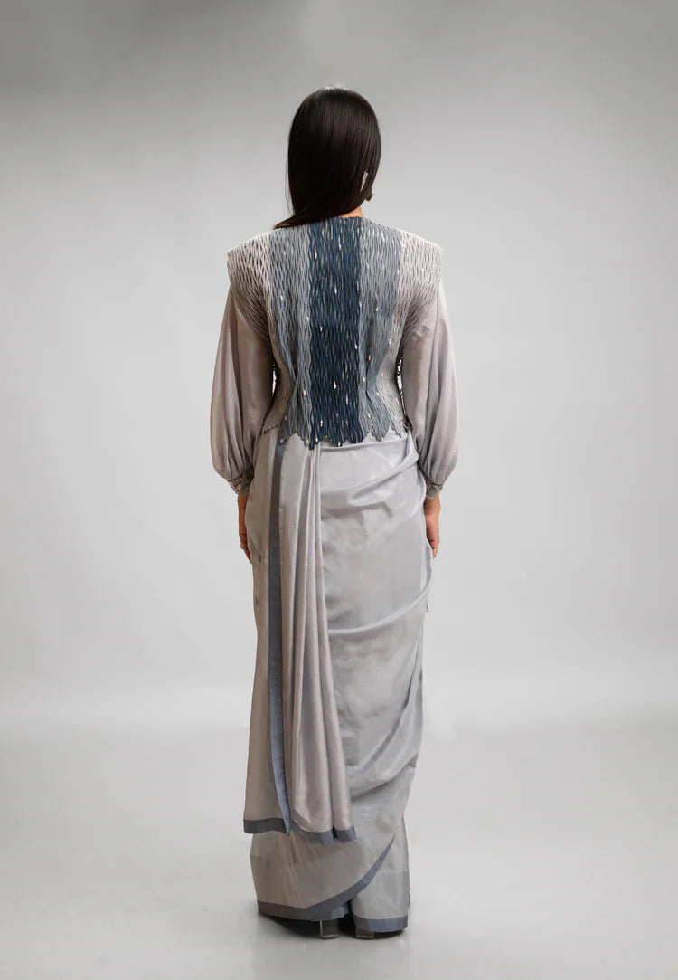 Nebula Corded Jacket Saree Set