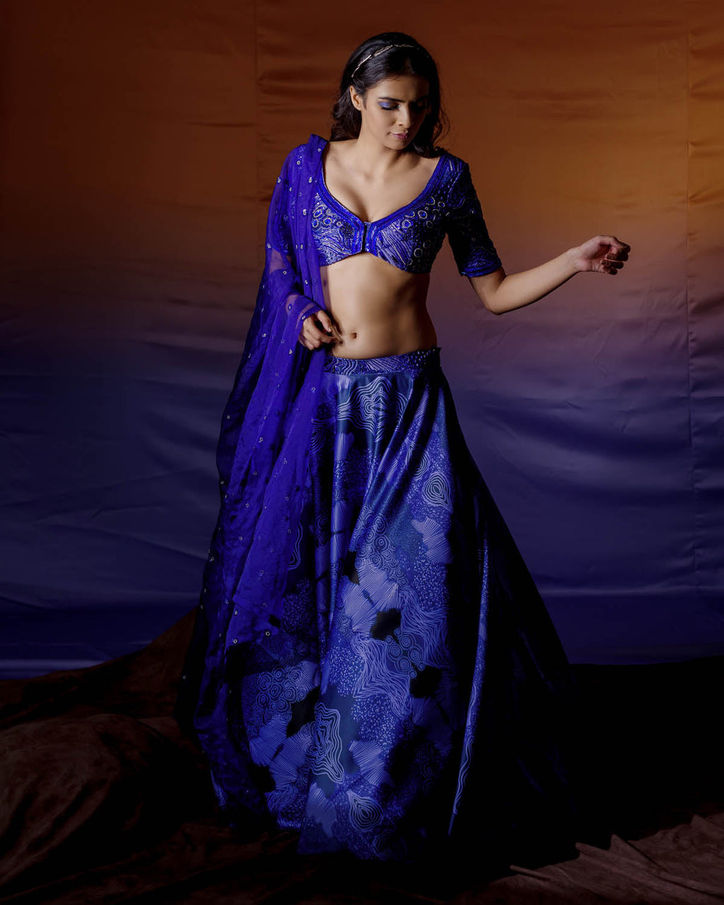 Abstract Azure Lehenga