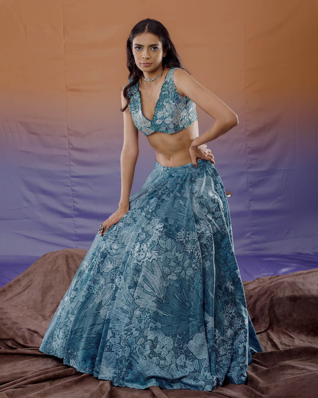 Blue Lotus Lehenga