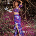 Richa Chadha In Fruit print off shoulder top and skirt